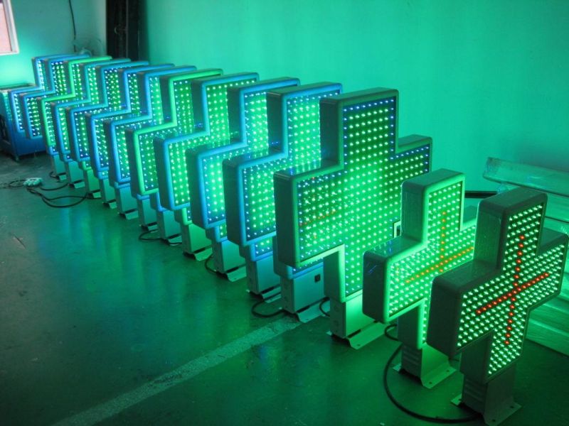 P16mm Double-Sided Display Outdoor Waterproof LED Pharmacy Cross Sign Factory