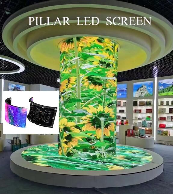 Flexible Curved LED Video Wall P2.5 P2 P3 P4 Full Color Circular Soft Indoor Pillar LED Screen