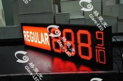 Glare-LED 8.88 9/10 Green 16inch LED Gas Price Signs with Lighting Box Regular Diesel Unleaded