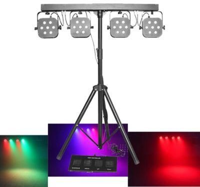 Portable DJ Lights Disco DJ Equipment 4PCS 7X3w RGB/RGBW 3in1 LED PAR Bar Stage Lighting