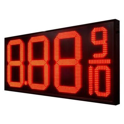 8.88 9/10 Red 15inch LED Gas Price Sign IP53 7segment Aluminium Frame Panel Cabinet