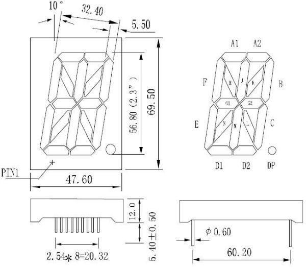 2.3 Inch Single Digit 16 Segment LED Display with RoHS From Expert Manufacturer