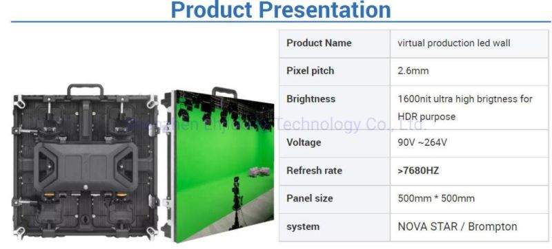 Pixel Pitch P2.6 LED Screen for Virtual Production Film Broadcast Studio Xr LED Video Wall Display