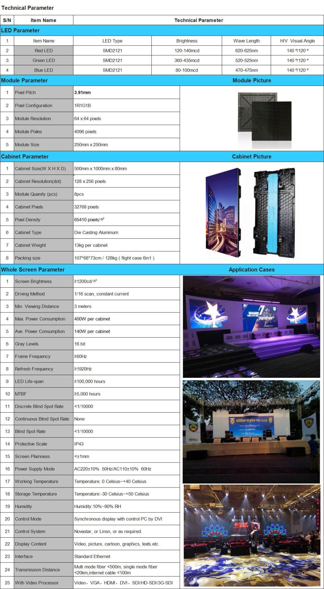 P3.9 Interior Exterior Rental Stage Advertising Video LED Display