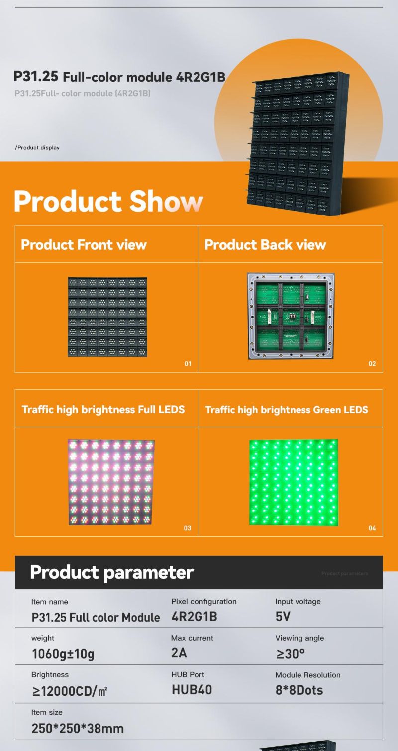 P31.25 LED Traffic Modules Highway Gantry Information Signboard City Road En12966 Modules