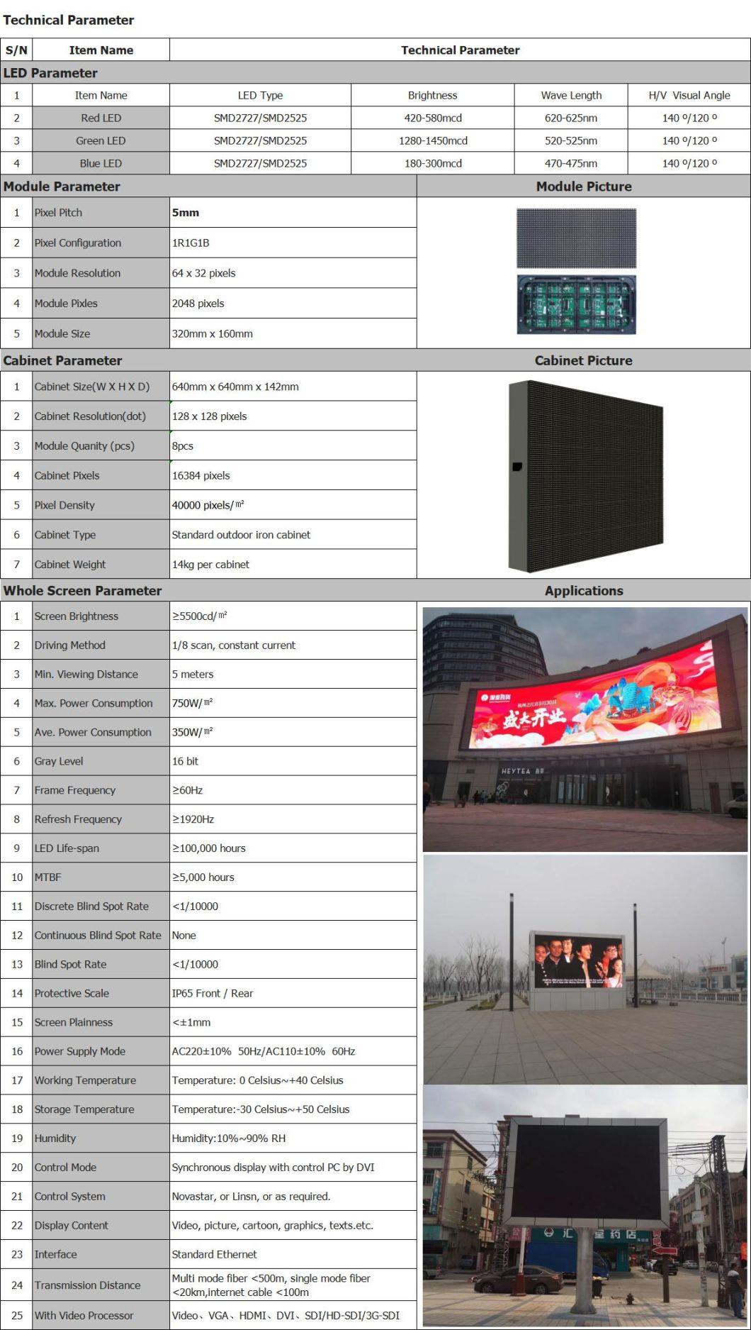 P5 Outside Building Big Display Billboard RGB LED Video Advertising Screen