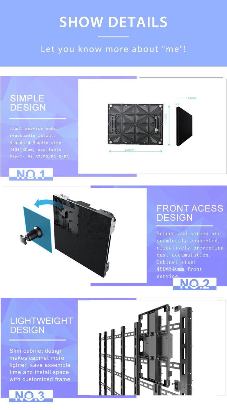 HD 4K P1.875/P2/P2.5 Small Pixel LED Cabinet 480*540mm Indoor Video Wall LED Display