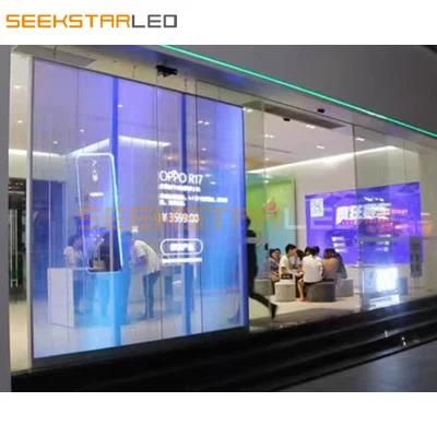 75% Transmittance LED Display of Shopping Mall Advertising Transparent Video Wall