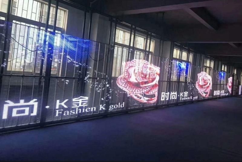 Low Consumption Indoor P3.91-7.81 Transparent Glass LED Wall Display