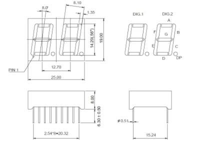 0.56 Inch Dual Digits Static Circuit 7 Segment LED Display with RoHS From Expert Manufacturer