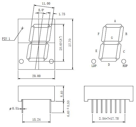 0.8 Inch Single Digit 7 Segment LED Display with RoHS From Expert Manufacturer