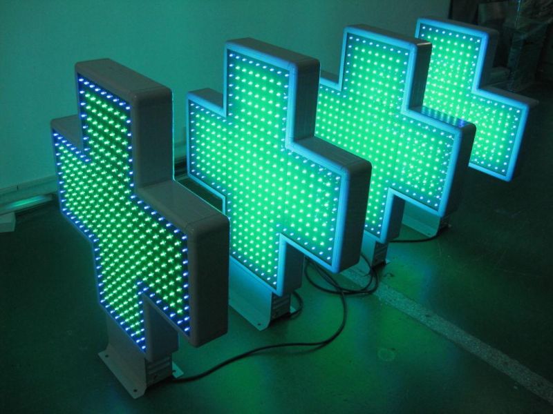 P16mm Double-Sided Display Outdoor Waterproof LED Pharmacy Cross Sign Factory