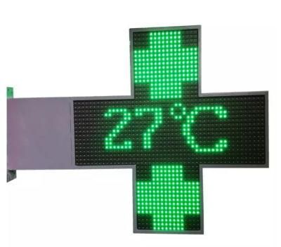 P16 DIP546 Green 2side 768*768 LED Display Cross LED Sign for Pharmacy