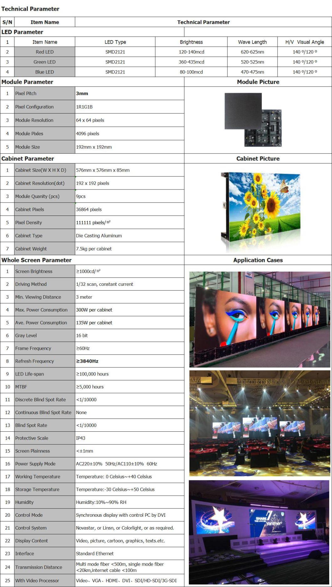 P3 Stage Fixed Application Video Display Board HD LED Screen