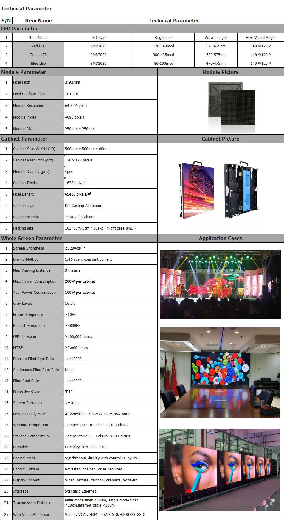 P2.6/P2.9/P3.9/P4.8 Indoor Outdoor LED Video Performance Rental Display Screen