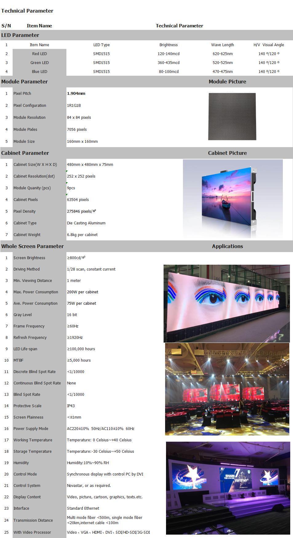 P1.9 Stage Presentation Video Module High Definition LED Display Panel