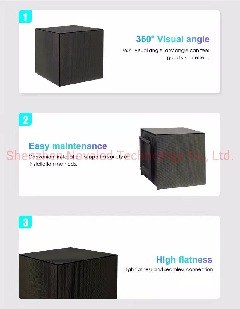 3D 500*500*500 mm P3.91mm Cube LED Screen Four Faces Magic Cube Display for Stage/Plaza Outdoor Cube LED Screen