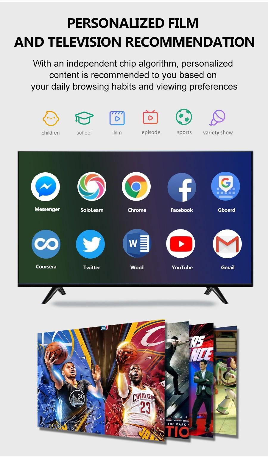 Home TV 55" 4K UHD Frameless Design LCD LED TV with Digital System Smart Curved TV Android 9.0