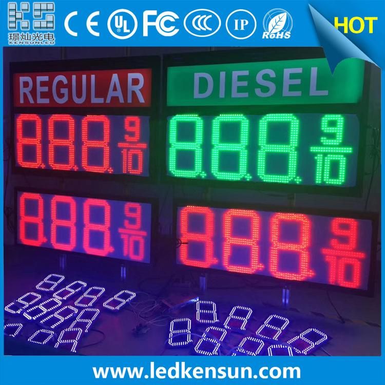 Outdoor Waterproof IP65 16inches Diesel Single Green Red Gas Price Displays