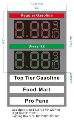 Custom 18inch 8.88 9/10 7segment LED Gas Price Sign with Lighting Box