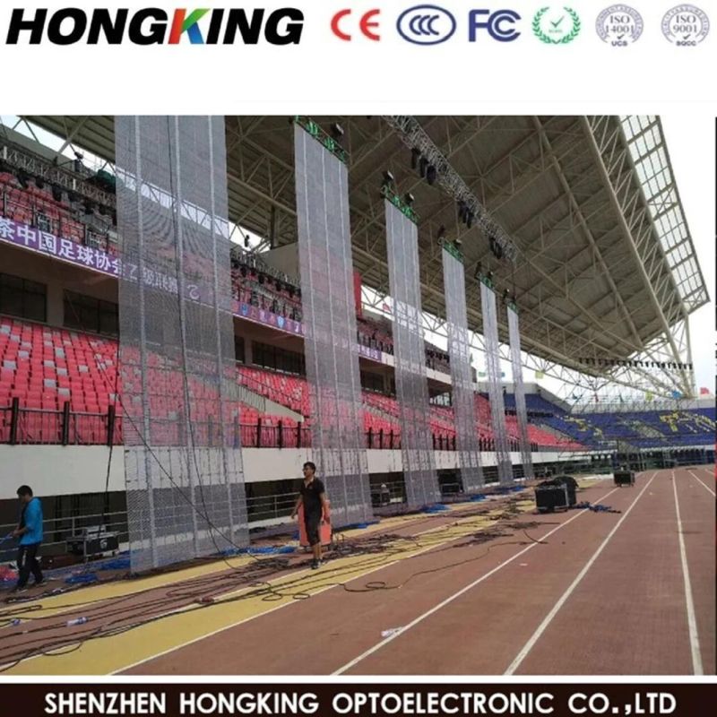 P3.91/P7.81video Advertising LED Display Indoor Glass Transparent LED Mesh Screen