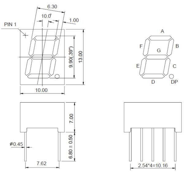 0.39 Inch Single Digit 7 Segment LED Display