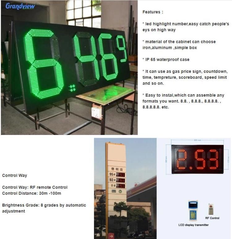 18 Inch White Color Digital Numbers Module 7 Segment LED Display for Oil Price LED Signs LED Gas Price Remote Control