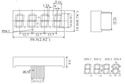 0.56 Inch 4 Digits 7 Rectangular Segment LED Clock Display with RoHS From Expert Manufacturer