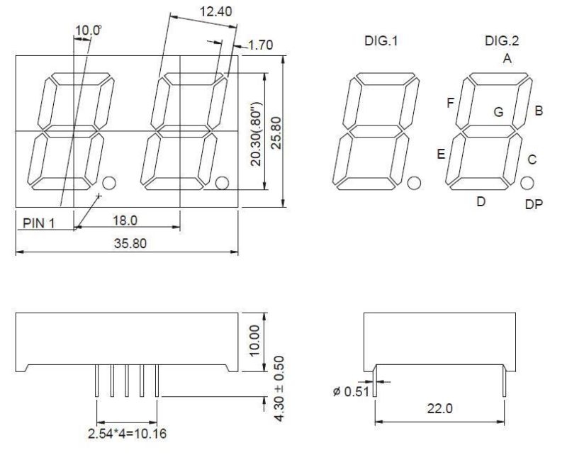 RoHS Compliant 0.8 Inch Dual Digits 7 Segment LED Display with Multiplex PCB From Expert Manufacturer