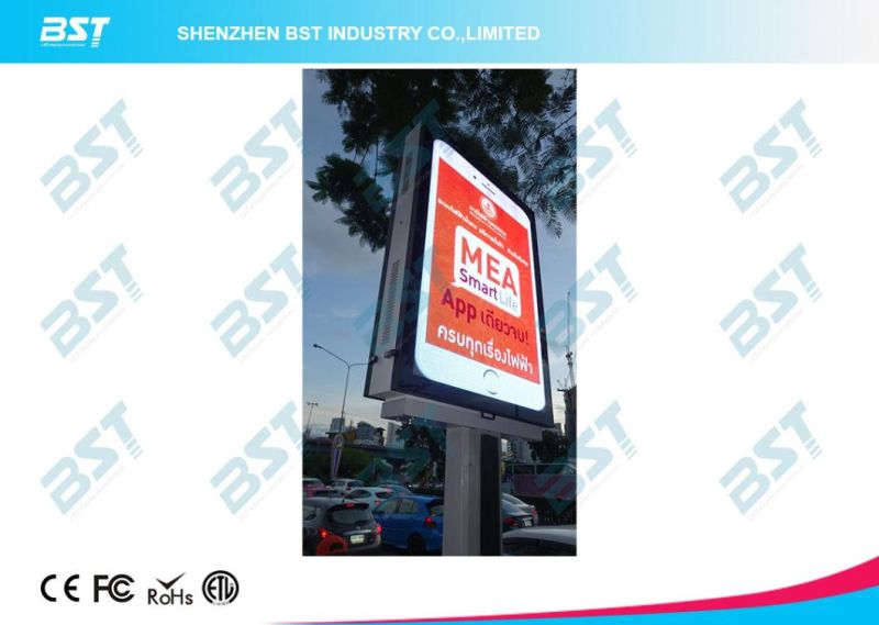 P6mm Street Light Pole Double Side Advertising LED Display Screen