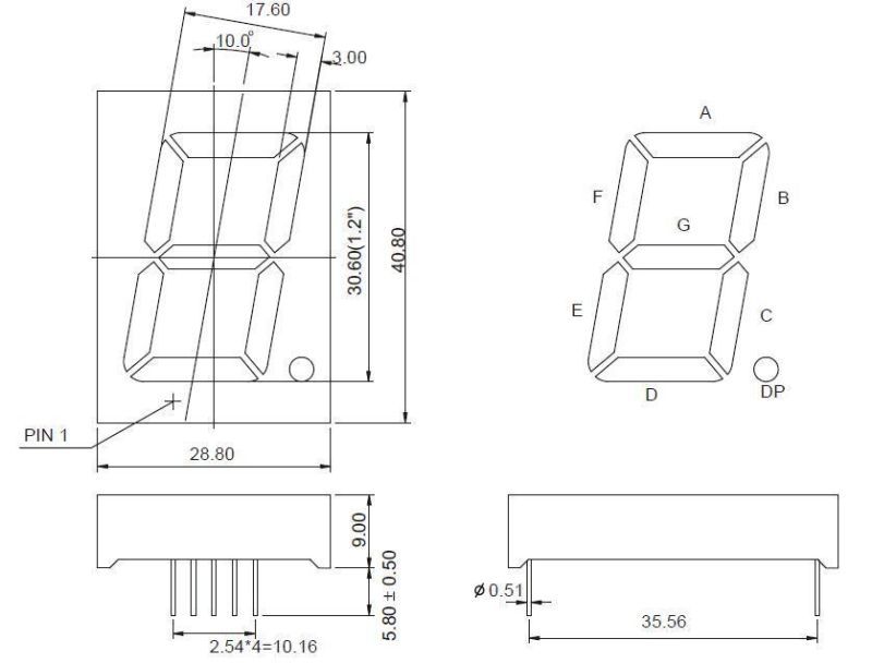 1.2 Inch Single Digit 7 Segment LED Display with RoHS From Expert Manufacturer