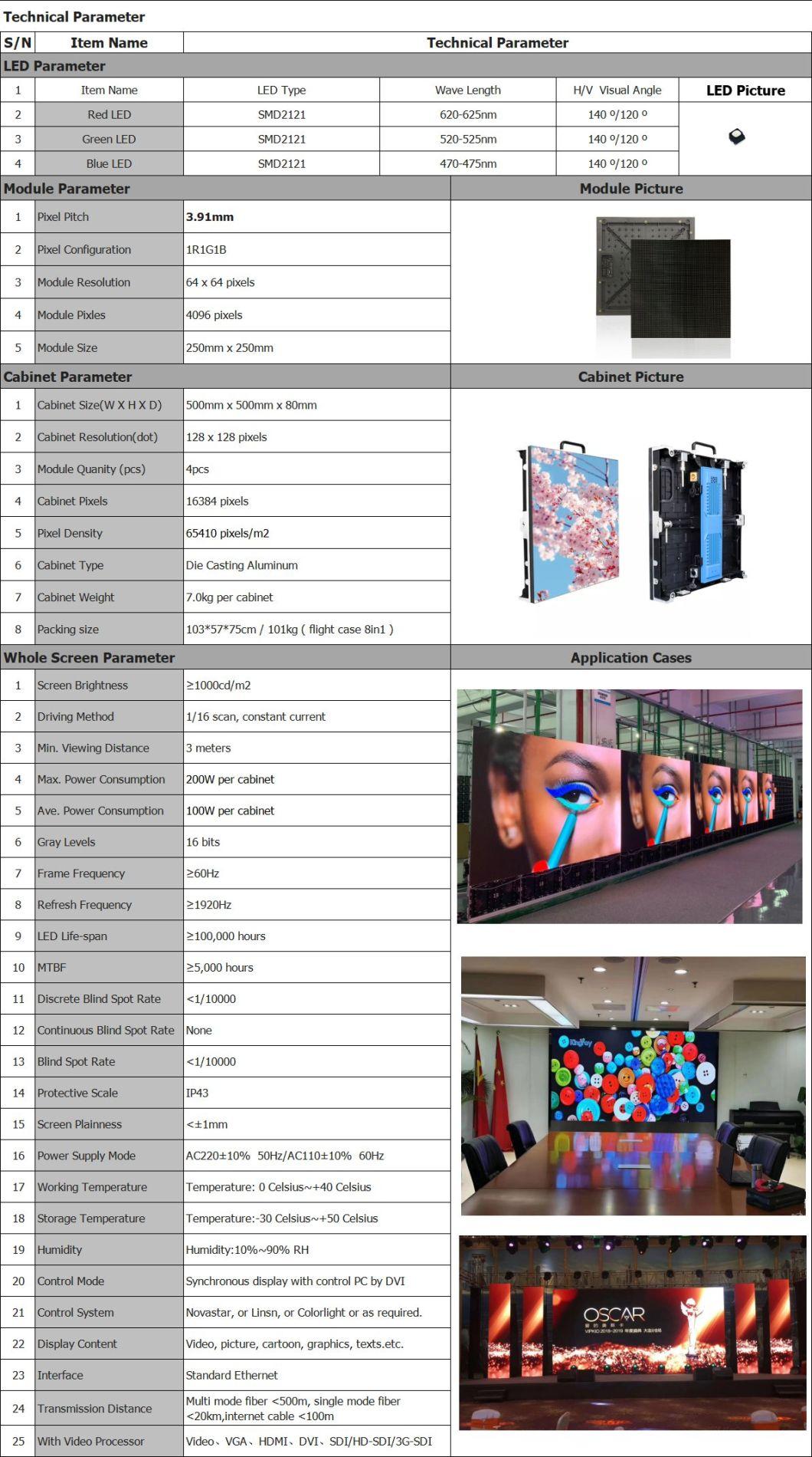 500X500mm Die-Casting Indoor/ Outdoor Full Color LED Screen for Video Display Advertising for Rental