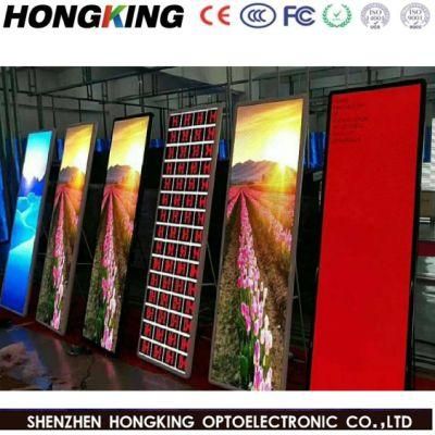 Floor Standing Lightweight LED Mirror Poster Display Screen with Wheel