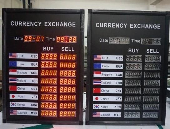 World Currency Exchange Rate Display Board for Bank Restaurant Financing