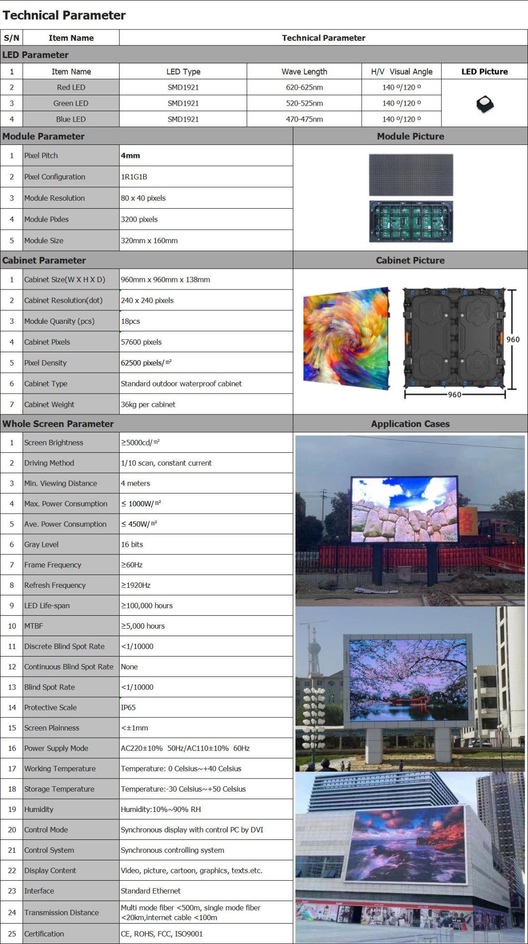 All Weather Proof Electronic Sign Board P4mm Video Display LED Screens Factory