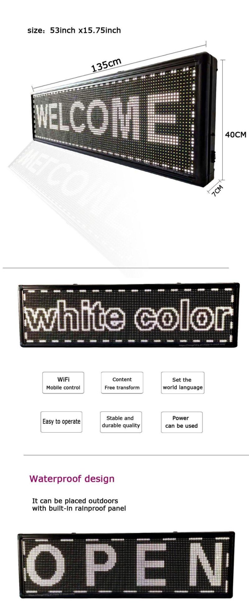 White Color Outdoor Waterproof LED Module Advertising Text LED Screens