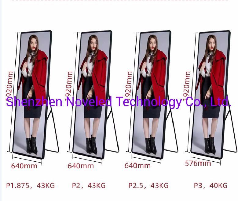 Indoor Portable Free Standing Moveable Promotional Advertising Pixel 2.5mm/3mm LED Digital Poster Screen Display