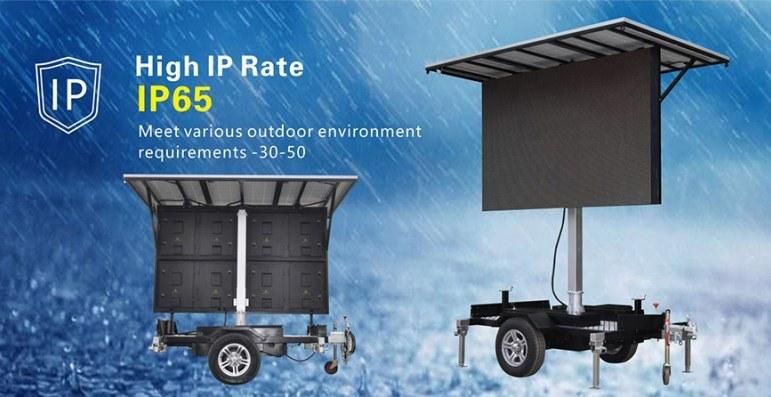 Power Saving Outdoor Solar Powered Mobile Trailer LED Display for Advertisement