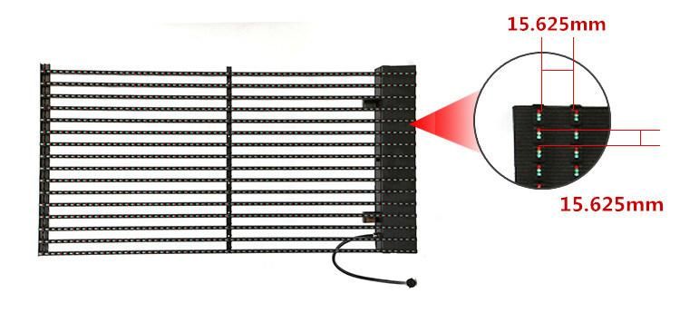 Outdoor Waterproof High Definition Transparent P16 LED Curtain Display