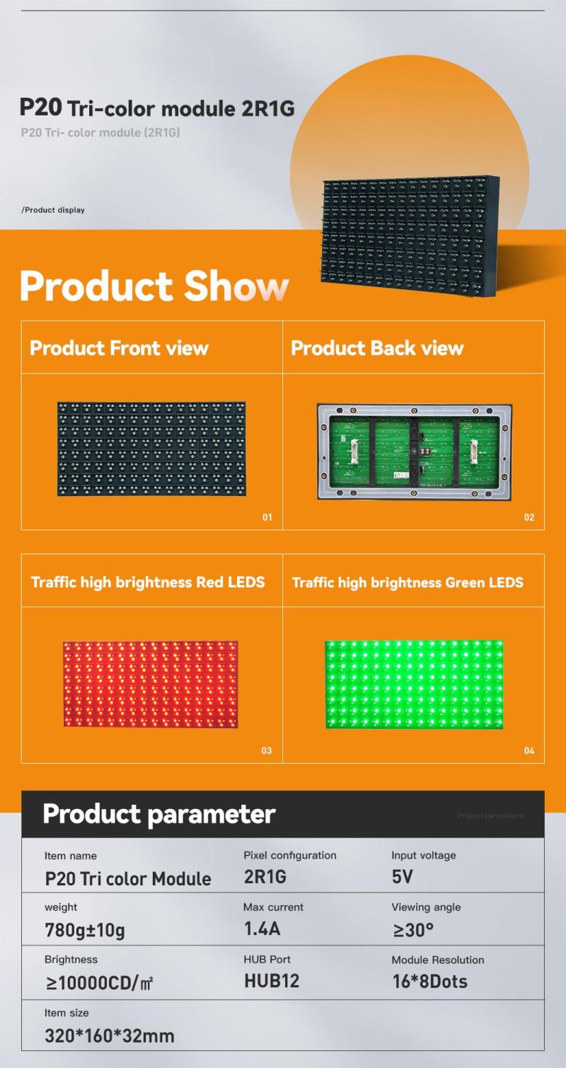 P20 2r1g DIP LED Module Traffic Road Digital LED Display for Expressway