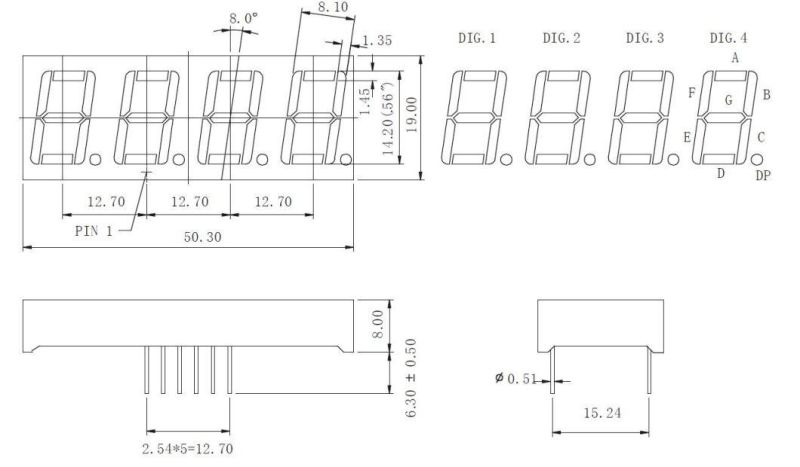 0.56 Inch 4 Digits 7 Segment LED Display with Common Font with RoHS From Expert Manufacturer