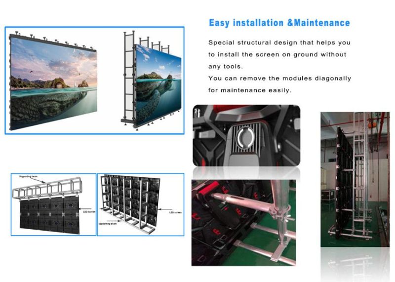 High Gray Level 16bit Full Color P3 P4 P5 P6 IP65 Waterproof Rental LED Display Screen