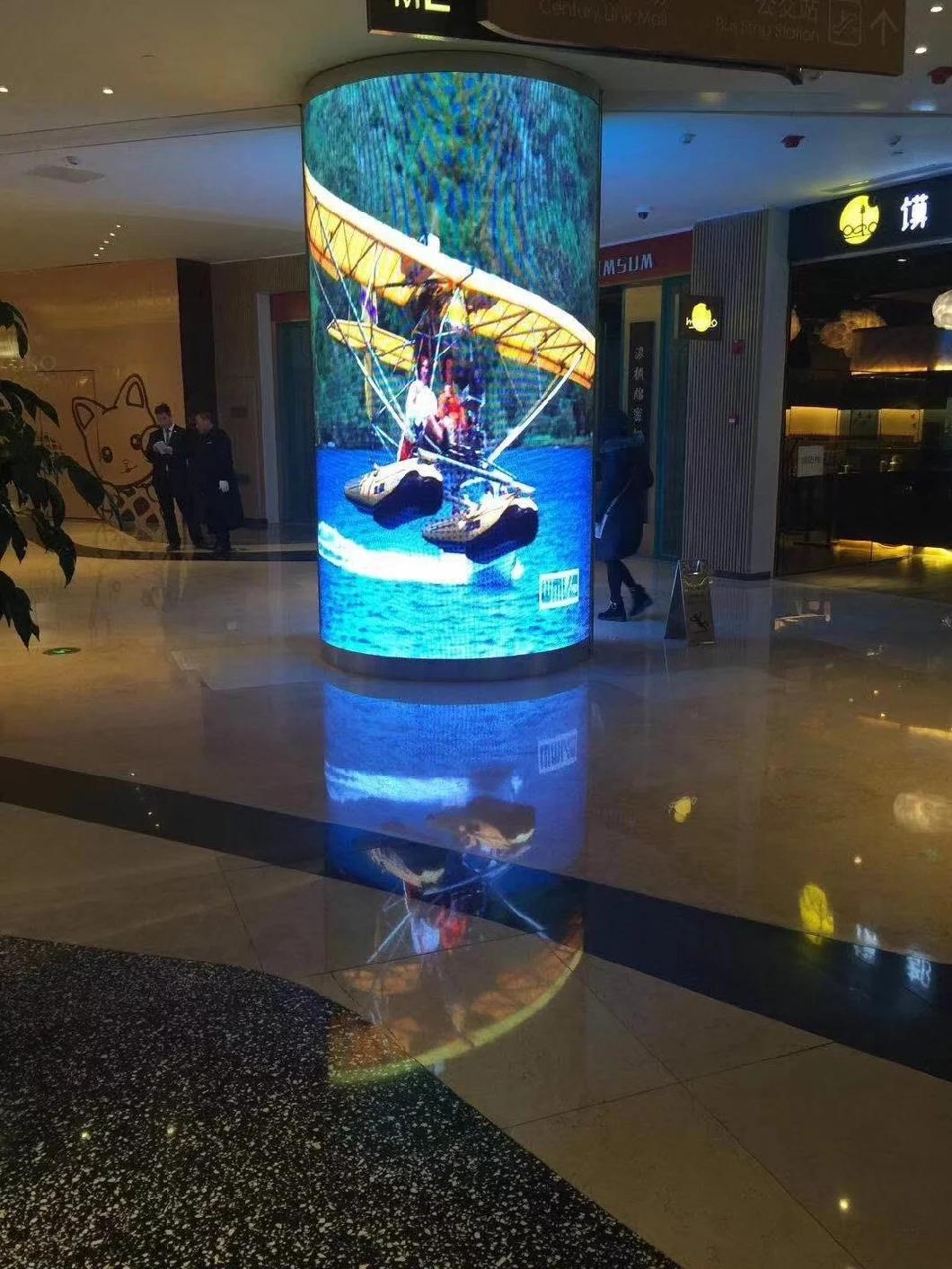 Full Color HD P2.5 P3 P4 Indoor Fixed LED Flexible Cylindrical Video Display 360 LED Screen