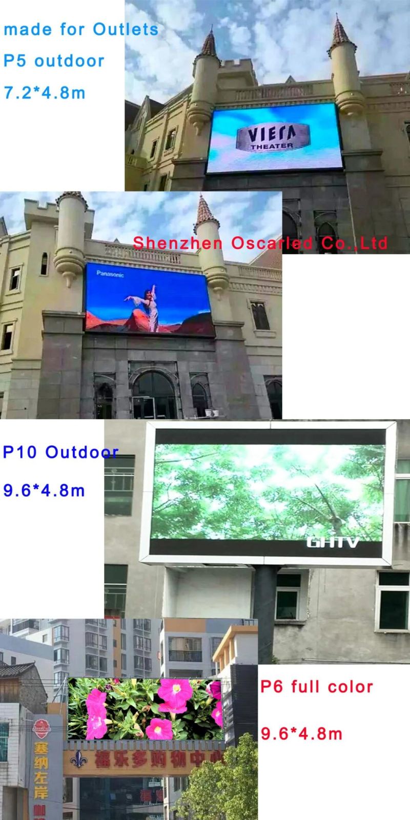 P6mm High Brightness Full Color Advertising Outdoor Fixed LED Display Screen for Wall Mounting