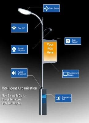 Energy Saving Full Color HD LED Video Display Screen Outdoor Street Light Pole HD LED Display