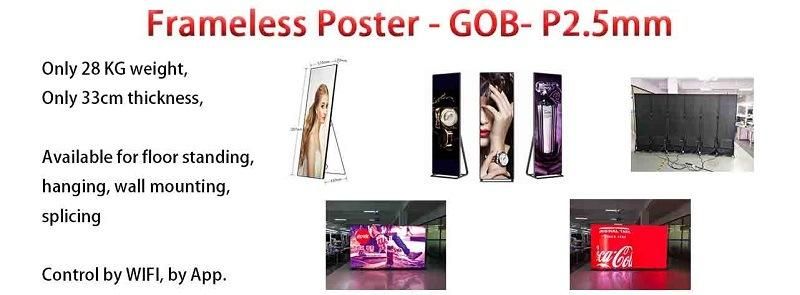 GOB LED Screen Vertical Standing Slim Lightweight Seamless Indoor Digital Poster in Showroom for Advertising