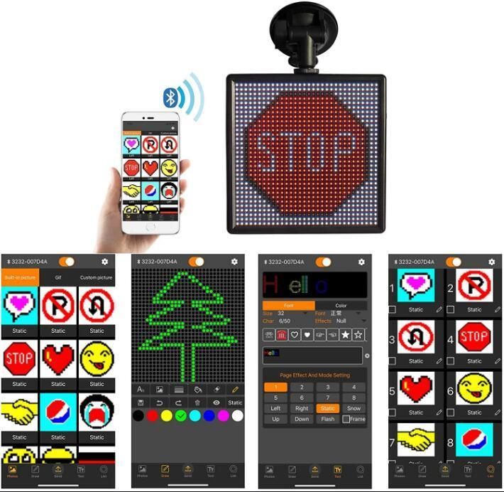 Full Color Bluetooth Window Car Emoji LED Display