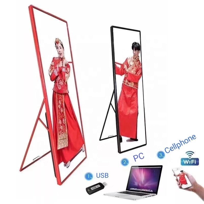 Shop Video Advertising Panel Floor Stand LED Poster Display