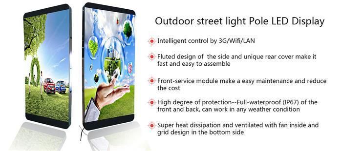 HD P3mm Outdoor Lighjt Pole LED Advertising Display