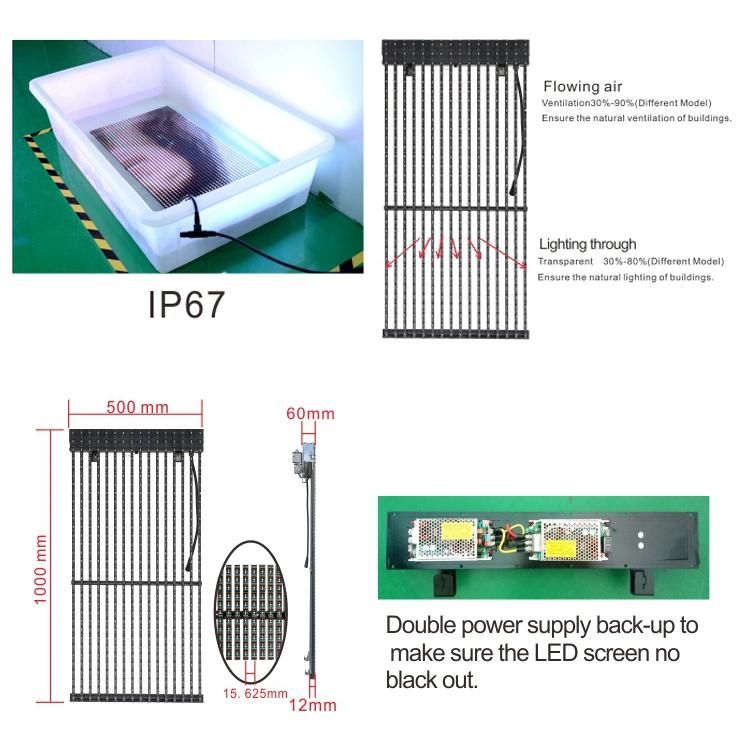 Low Price Guaranteed Quality Outdoor IP67 Waterproof Transparent LED Grille Screen for Building LED Mesh Screen for Sale